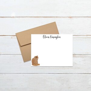 Personalized Persian Cat Flat Note Cards with Kraft Envelopes – Custom Stationery Set, Perfect for Invitations and Gifts