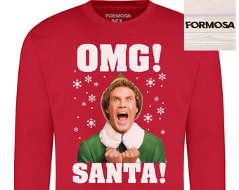 OMG! SANTA! Christmas Elf Jumper Ugly Xmas Sweater Adults & Kids