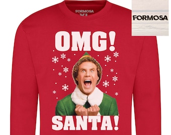OMG! SANTA! Christmas Elf Jumper Ugly Xmas Sweater Adults & Kids