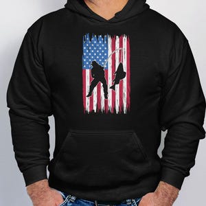 Vintage USA Flag  Hoody Super Soft Fishing Hoodies & Sweats