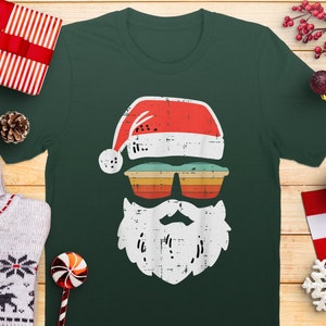 Cool Santa Claus Christmas T-shirt, Vintage Santa Sunglasses Tee, Retro Christmas Graphic Tee, Funny Holiday Shirt, Xmas Santa Shirt