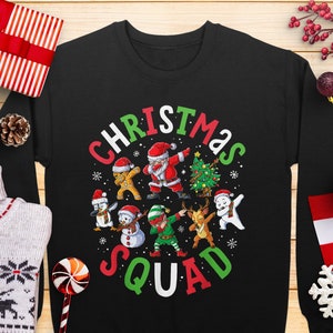 Christmas Squad Sweatshirt, Cute Holiday Sweatshirt, Funny Christmas Sweater, Santa Reindeer Snowman Elf, Xmas Family Matching