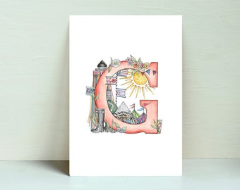 Glastonbury 'G' Art Print, Hand-Painted Festival Letter