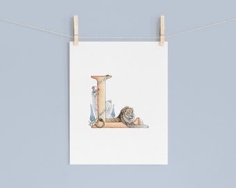 L letter print ,Letter Print for Nursery, Personalised Newborn Print, Alphabet print