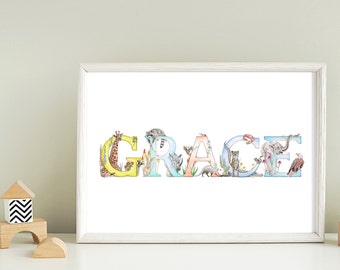 Personalised Name Print, Personalised Name print for baby/child , Newborn personalised gifts , Hand drawn Name Print