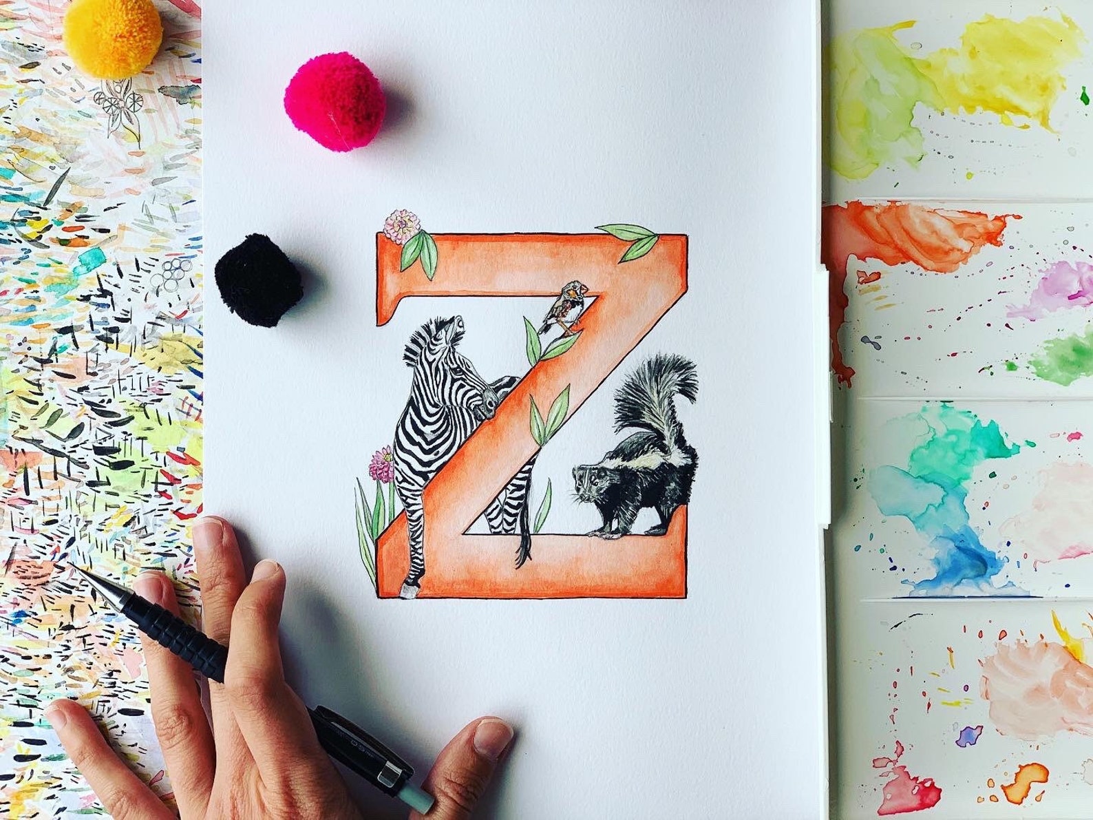 Z Letter Print Etsy