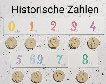 UITVERKOOP Nummerset, 9 stuks, alleen rubberen stempels, nummers 0-9, historische nummers uit een klooster, nostalgie, adventskalender, verjaardag van Happyhills