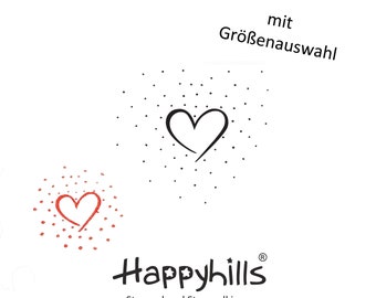 Herz strahlt ein Stempel mit schönen Pünktchen wie Konfetti, Sonnenstrahlen oder Farbspritzer, Liebe, Valentinstag, Hochzeit von Happyhills