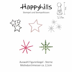 drie sterretjes / sterretjes / drie sterren / ster / ster gestippeld / figuur kegel stempel (selectie) door Happyhills
