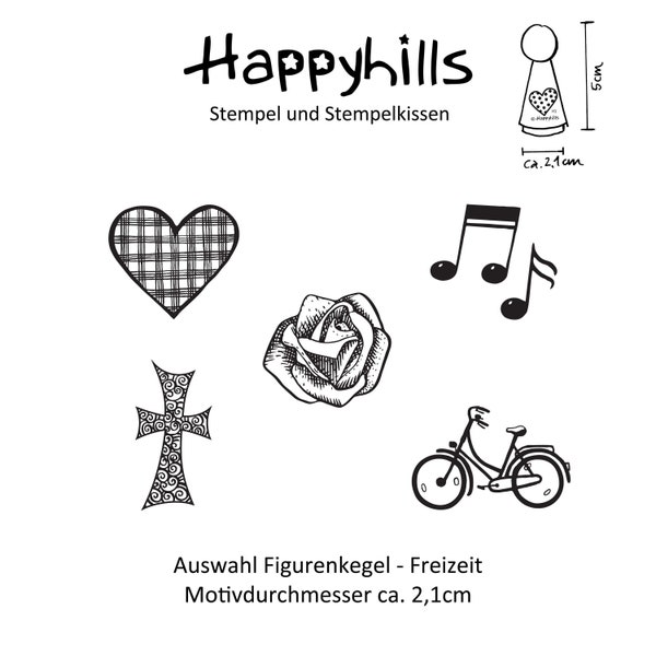 Vichy Herz / Noten / Rose / Kreuz / Fahrrad / Figurenkegelstempel (Auswahl) von Happyhills