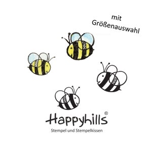 Biene in zwei Varianten/Größe, süße Honigbiene, fleißig und fröhlich, Sommer und Frühling Stempel von Happyhills
