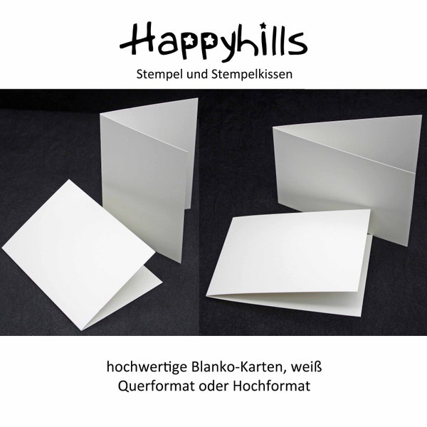 Klappkarte naturweiss zum bestempeln, glatte hochwertige Qualität,  Hochformat und Querformat zum Bestempeln von Happyhills