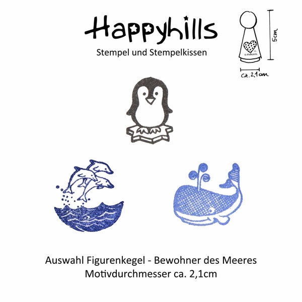 Pinguin / Delfine / Wal / Figurenkegelstempel von Happyhills, Meerestiere, Antarktis, Wassertiere, Kinderlieblinge