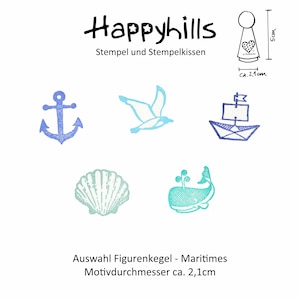 Maritime Kegelstempel Auswahl oder Set, Anker, Möwe, Wal, Muschel, Segelschiff, Meer, Ahoi, Urlaub, Strand, Tiere von Happyhills