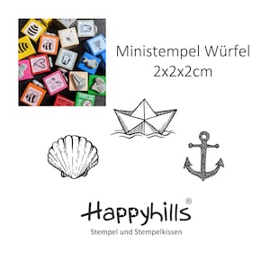 Mini timbro nave di carta, ancora, conchiglia singolarmente o in set, stampa 1,5 cm, animali acquatici, mare, animali preferiti, lago, da Happyhills