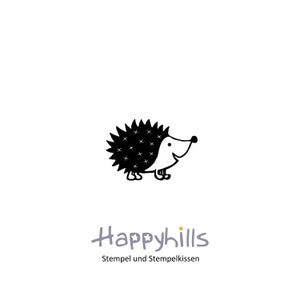 Timbre hérisson de Happyhills, ce mignon animal épineux court parfois dans le jardin et se cache dans les feuilles, la forêt, la maternelle, l'hiver