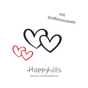 Timbro a doppio cuore, due bellissimi cuori perfetti per il tuo matrimonio e il design dei biglietti, ideale per la goffratura e la colorazione di Happyhills
