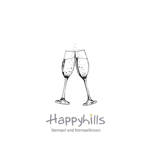 Sektgläser Holzstempel von Happyhills für deine Einladung und Feier zur Hochzeit und Sylvester, es gibt viele Anlässe