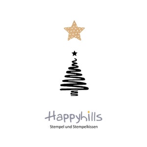 Sapin de Noël avec tampon étoile, arbre courbé pour cartes de Noël de Happyhills