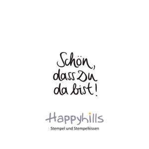 È bello che tu sia qui! (da 5,95 euro) Timbro Happyhills, ringrazia, per segnaposti, inviti, carta da regalo, regali per gli ospiti