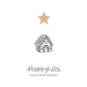 Lebkuchenhaus Holzstempel von Happyhills, Weihnachtshaus, Weihnachtsanhänger, Märchenhaus Hänsel und Gretel, Hexenhaus (10433)