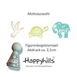 Tier Kegelstempel Auswahl oder Set, Elefant, Schildkröte, Taube, Frieden, Zoo, Kinder, Lieblingstiere von Happyhills
