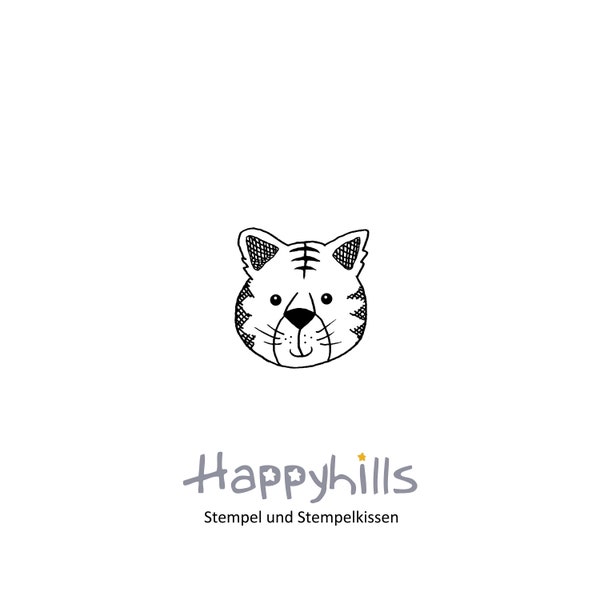 Tiger Stempel von Happyhills, diese kleine Raubkatze aus dem Dschungel schaut dich fröhlich an und will wohl spielen?