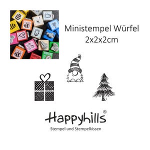 Ministempel Geschenk mit Herz, Wichtel Zottel und Tannenbaum, einzeln oder im Set, Weihnachten, Gifts, Kinder, Wichtelpost  von Happyhills