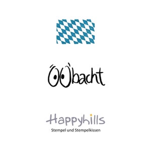 Wees voorzichtig stempel van Happyhills, wees voorzichtig, open je ogen, kijk goed, wees voorzichtig! sog i in het Beiers, handschrift uit Beieren