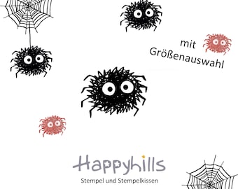 Spider stamp in three sizes, a cute creepy-crawly, Halloween, spider web, soot animal by Happyhills