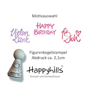 Texte Kegelstempel Auswahl oder Set, Vielen Dank, Happy Birthday, für Dich, Tags, Mini-Texte, Anhänger, Mini von Happyhills