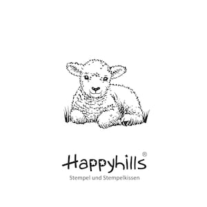 Lämmchen Stempel Lamm in der Wiese, Blumen, Ostern, Kirche, Kinder, Geburt, Lieblingstier, kreativer Stempel von Happyhills