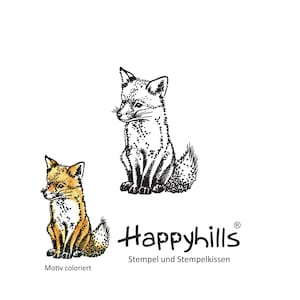 Fuchswelpe Stempel Wald, Herbst, schlauer Fuchs, Rotfuchs, Hund, Weihnachten, Lieblingstier, Kindermotiv von Happyhills