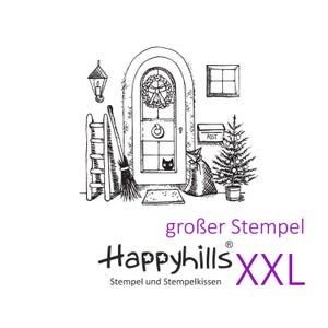 Tampon de porte Gnome XXL, porte d'entrée, Père Noël, porte d'entrée avec chat et sapin de Noël pour nains et Noël, de Happyhills