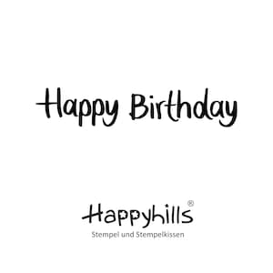 Happy Birthday stempel landschap in authentiek handschrift, een klassieker voor je verjaardagskaart! Tekststempel voor creatief ontwerp.