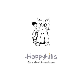 Katze Stempel von Happyhills, süßes Kätzchen zum Basteln, Tierstempel für Kinder, schön zum stempeln, passt zum Hund