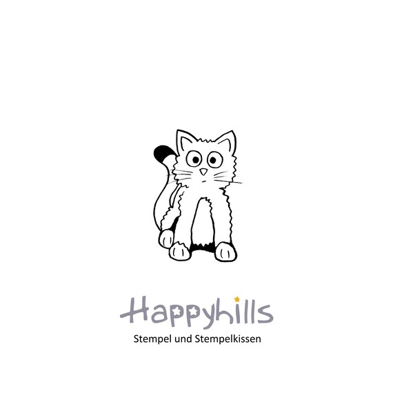 Katze Stempel sitzende Katze, Kätzchen, Kitty, Kulleraugen, Kinder, Familie, Basteln, Karten gestalten mit Tiermotiv von Happyhills