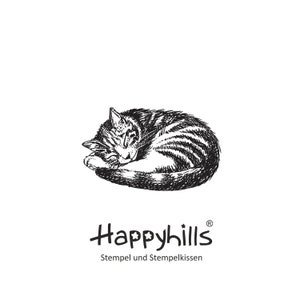 Kattenslaapstempel knuffelkat die een dutje doet, kitten, tijger, huisdier, kater van Happyhills, ook verkrijgbaar in XL formaat