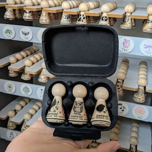 Coffret cadeau avec 3 tampons en forme de cône, motif au choix, en option avec un bel emballage dans une boîte à cailles, Noël, anniversaire, cadeau