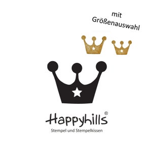 Krone Stempel in zwei Größen, Belobigung, Kindergarten, Krönung, Prinzessin, Kopf, Ritter, Gold, Froschkönig, Stern, Hoheit von Happyhills
