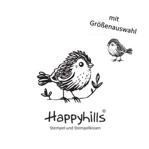 Vögelchen Stempel ein süßer Vogel auf dem Ast in zwei Größen, Natur, Zwitschern, Geburtstag, Wald, Garten, Sperling von Happyhills