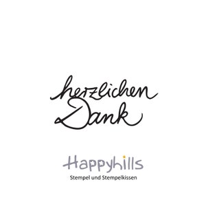 Hartelijk dank houten stempel van Happyhills, een liefdevol bedankje voor alle gelegenheden, zeg dankjewel, bedankt, bedankkaart