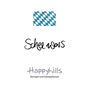 Schee wars Stempel von Happyhills, schöne Zeit, was für ein Fest! weckt Erinnerungen, für Fotoalbum, Dankeskarte auf bayrisch, Mundart