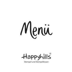 Menü Stempel von Happyhills, zum stempeln für Einladung zum Essen, Menüvorschlag, Tischkarten, Speisekarte, Essenseinladung