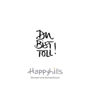 Je bent geweldig! Houten stempel van Happyhills, stempel hou van jou, jij bent de beste, geweldig, ik vind je leuk, goed gedaan