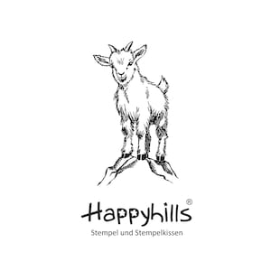 Zicklein Stempel Ziege auf dem Berg, Streichelzoo, Alpen, frech, Hörner, Huftier, Lieblingstier, kreativer Stempel von Happyhills