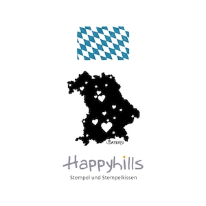 Timbro della mappa della Baviera da Happyhills, mappa, città bavaresi, Monaco di Baviera