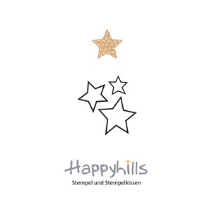 drei Sternchen Stempel in drei Größen, Stern, Outline, Weihnachtskarte, Christmas, Funkeln, Sternenhimmel von Happyhills