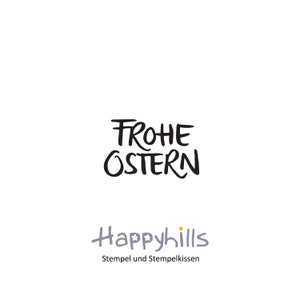 Frohe Ostern Holzstempel von Happyhills zum Osterkarten stempeln, für Osterfest und Ostergrüße
