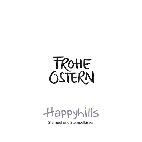 Frohe Ostern Holzstempel von Happyhills zum Osterkarten stempeln, für Osterfest und Ostergrüße